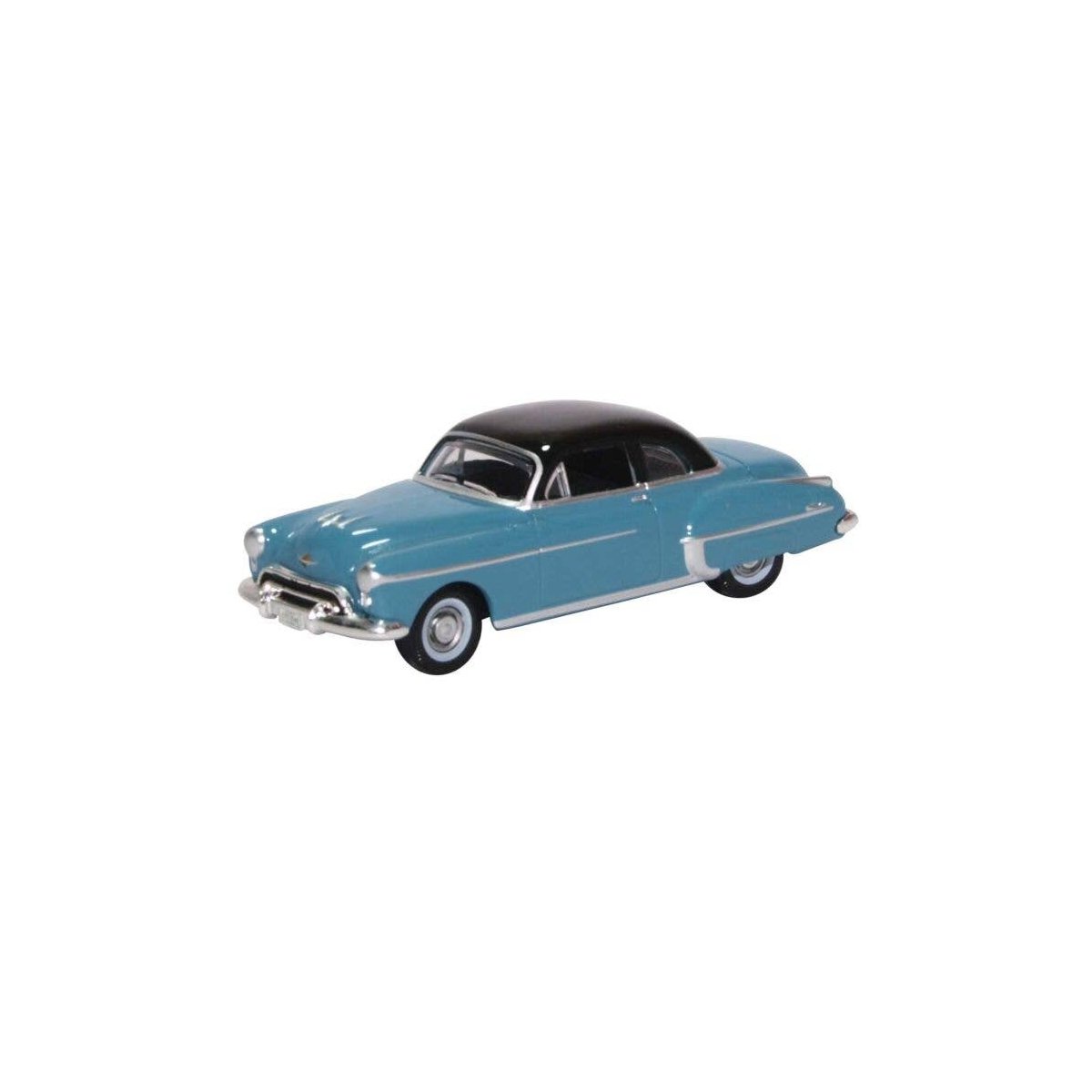 1950 Oldsmobile Rocket 88 - Assembled -- Crest Blue, Black, HO, Oxford Diecast 87OR50002