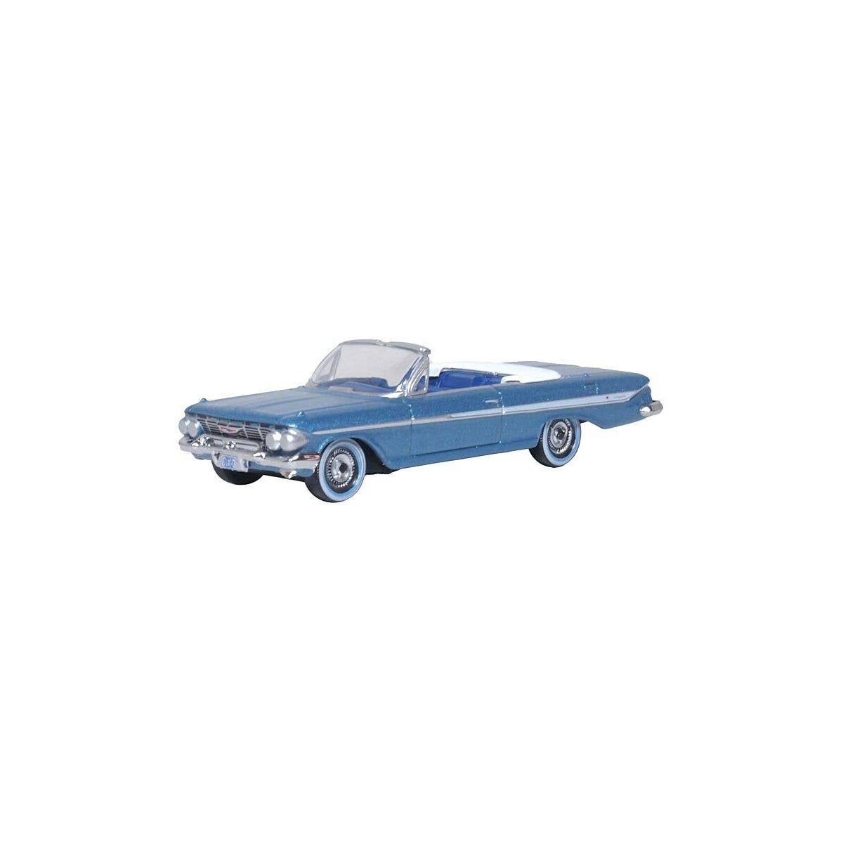 1961 Chevy Impala - Assembled -- Jewel Blue, White, HO, Oxford Diecast 87CI61006