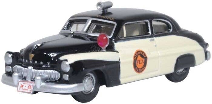 1949 Mercury Eight Coupe - Assembled -- Florida Highway Patrol (black, cream, orange), HO, Oxford Diecast 87ME49010