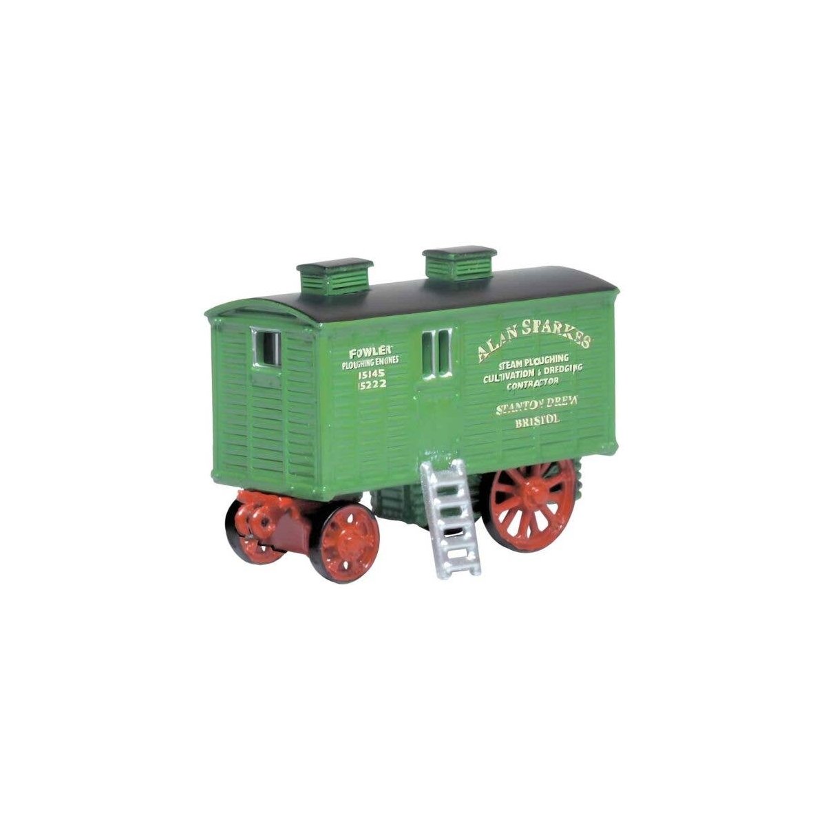 Living Wagon Trailer - Assembled -- Alan Sparkes (green, black, red), N, Oxford Diecast NLW004