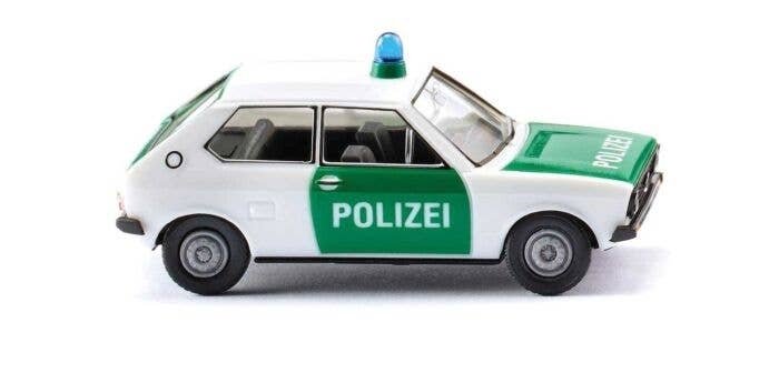 1975 Volkswagen Polo 1 - Assembled -- Police (white, green, German Lettering), HO, Wiking 3646