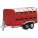 1950-2000 Livestock Trailer - Assembled -- Red, N, Oxford Diecast NFARM004