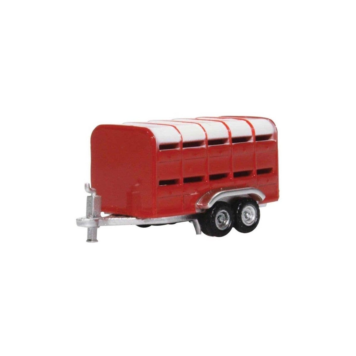 1950-2000 Livestock Trailer - Assembled -- Red, N, Oxford Diecast NFARM004