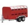 1950-2000 Livestock Trailer - Assembled -- Red, N, Oxford Diecast NFARM004