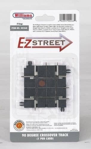 E-Z Street Track for Operating Vehicles & Trolleys -- 90-Degree Crossing pkg(4), O, Bachmann Industries 268