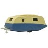 Caravan Travel Trailer - Assembled -- Blue, Cream, N, Oxford Diecast NCV002