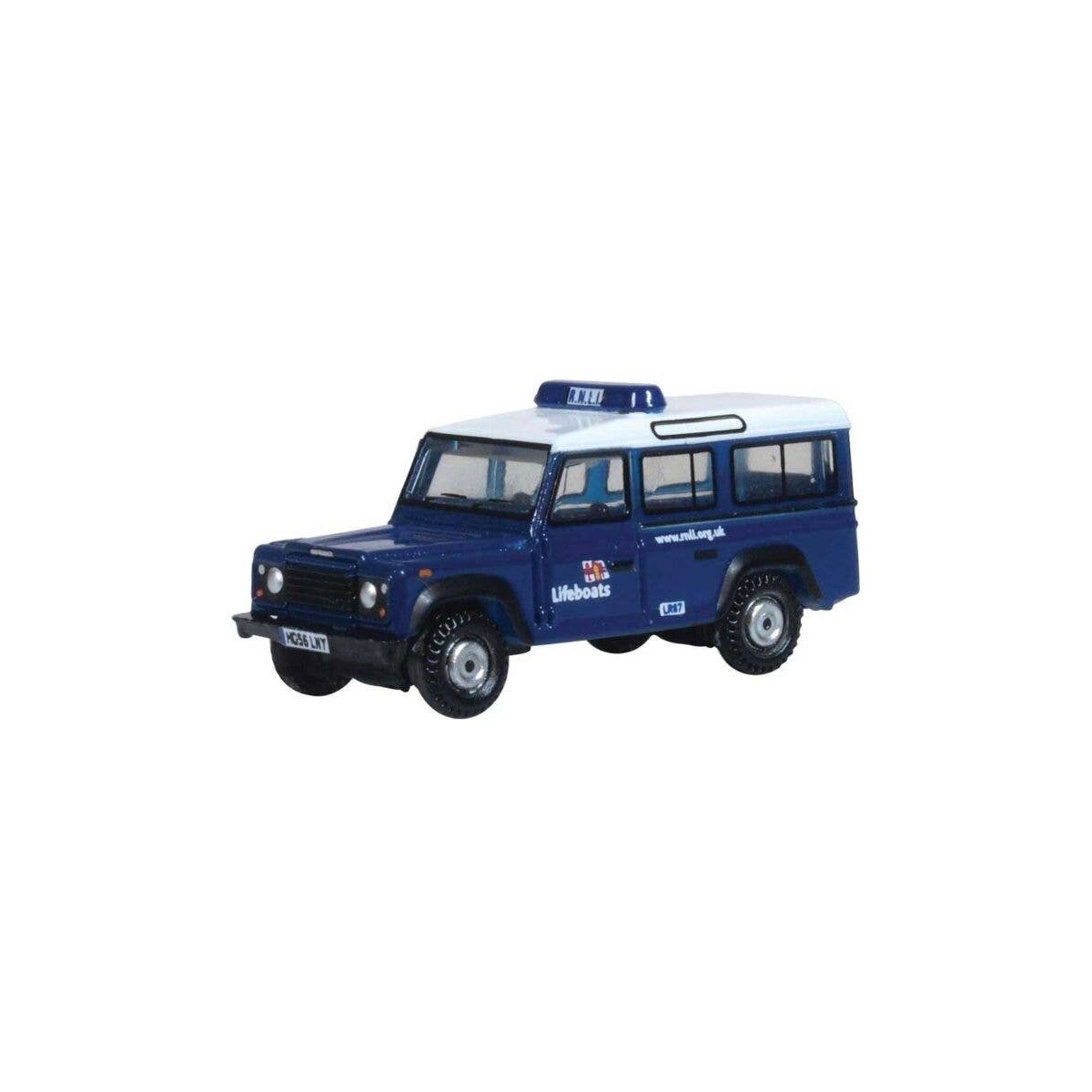 Land Rover Defender Hardtop - Assembled -- RNLI Lifeboats (blue, white), N, Oxford Diecast NDEF014