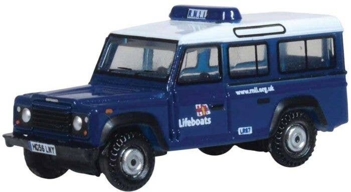 Land Rover Defender Hardtop - Assembled -- RNLI Lifeboats (blue, white), N, Oxford Diecast NDEF014