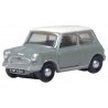 1959 Austin Mini - Assembled -- Tweed Gray, Old English White, N, Oxford Diecast NMN009