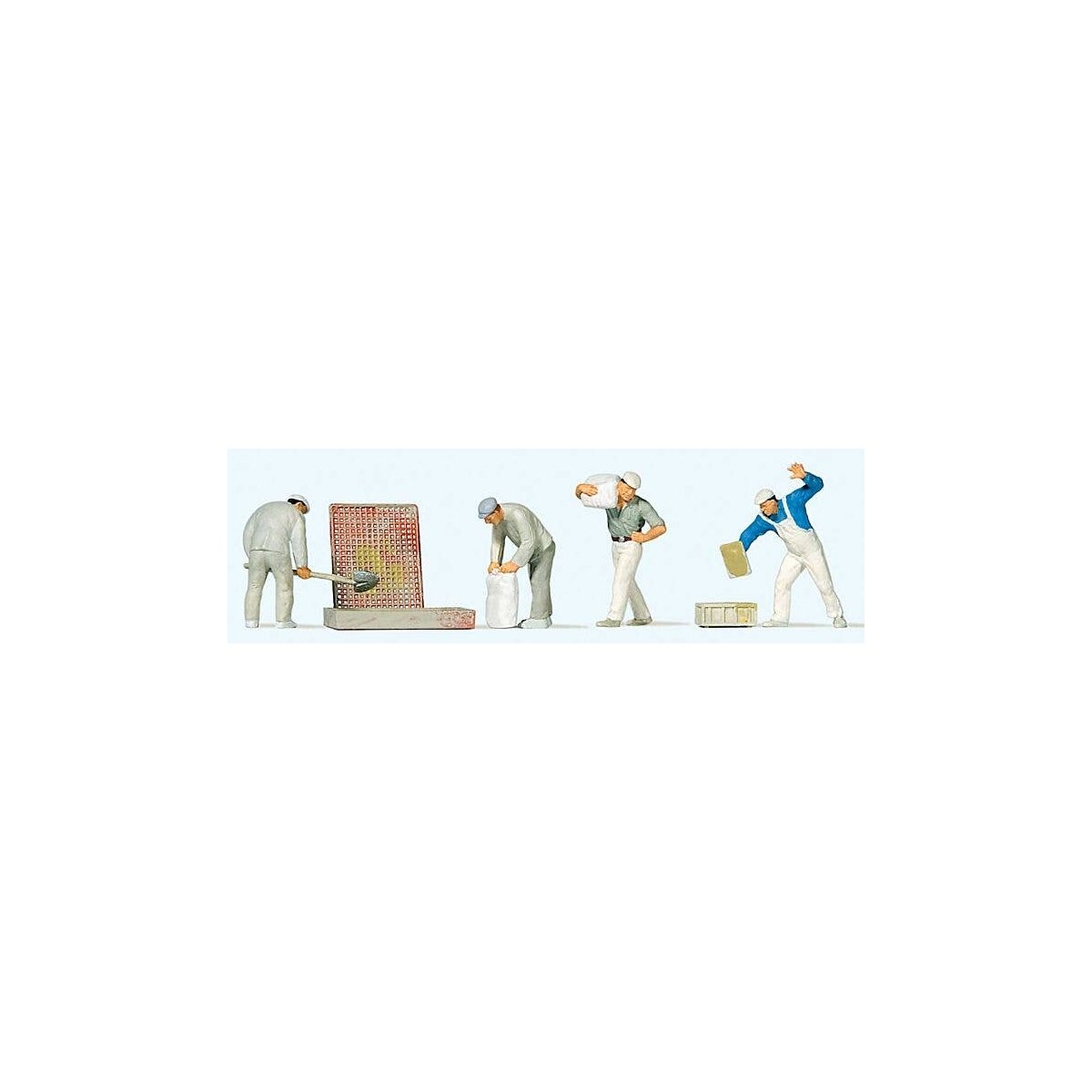 Plasterers & Cement Workers -- With Accessories pkg(4), HO, Preiser Kg 10654