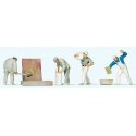 Plasterers & Cement Workers -- With Accessories pkg(4), HO, Preiser Kg 10654