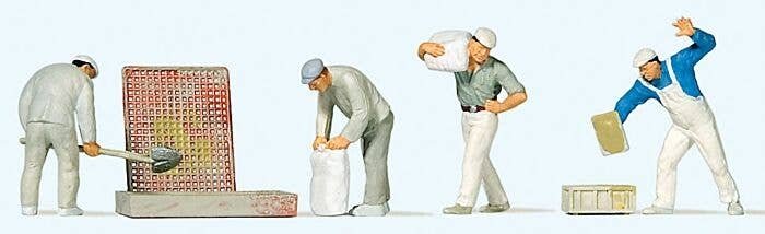 Plasterers & Cement Workers -- With Accessories pkg(4), HO, Preiser Kg 10654
