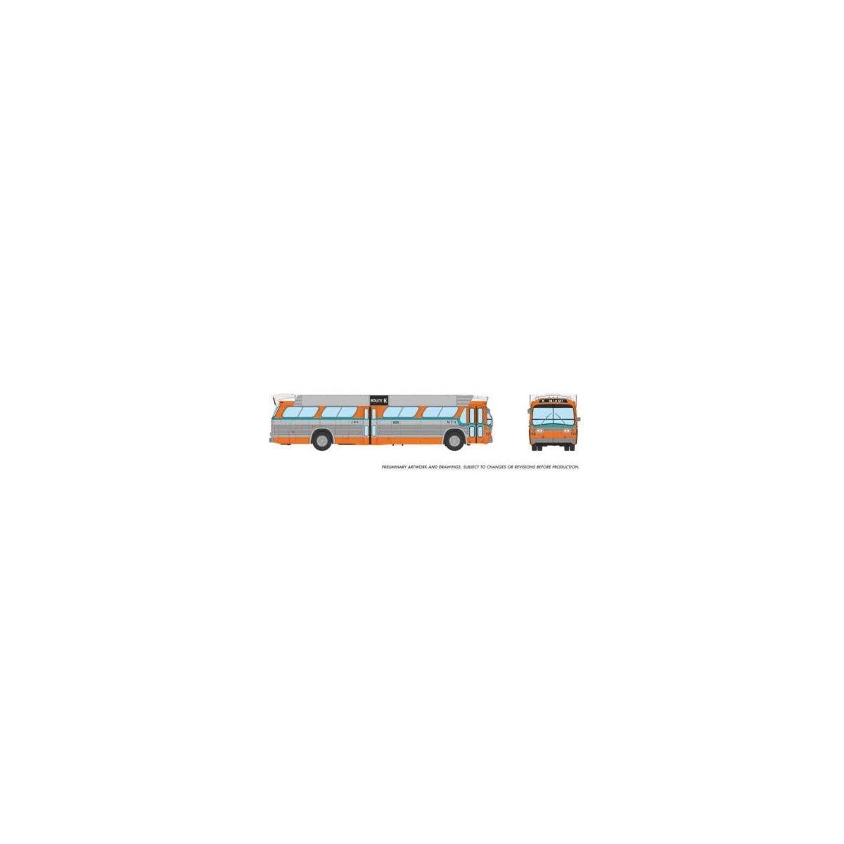 1959-1986 GM New Look/Fishbowl Bus - Deluxe Lighted - Assembled -- Miami-Dade 144 (silver, or, HO, Rapido Trains Inc 753144