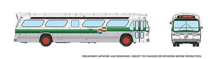 Mid-1960s - 1980s Suburban New Look Bus - Lighted - Assembled -- Golden Gate Transit 884 (whi, HO, Rapido Trains Inc 753113