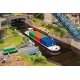 River Freight Boat with Containers - Kit -- Water-Level Kit - Includes Boat & 6 20′ Containers, HO, Faller Gmbh 131013