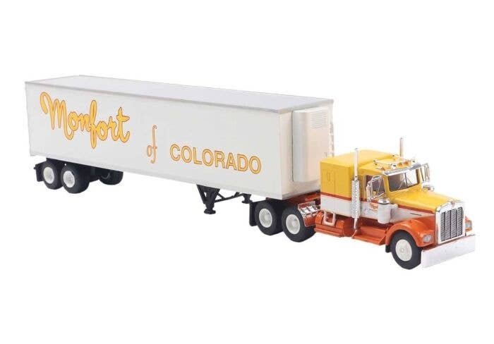 Kenworth W900 Semi Tractor w/Sleeper Cab & Reefer Trailer - Assembled -- Monfort of Colorado, HO, Brekina Automodelle 86256