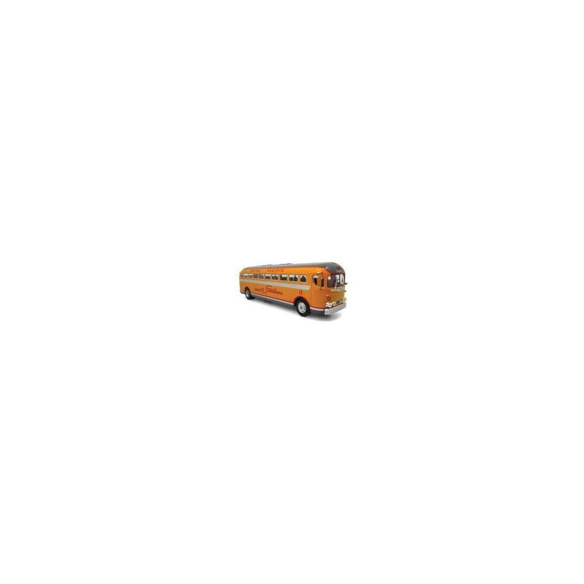 GM PD4151 Silversides Coach Bus - Assembled -- Union Pacific 12 (Armour Yellow, gray, red, St, 1/43, Iconic Replicas 430353