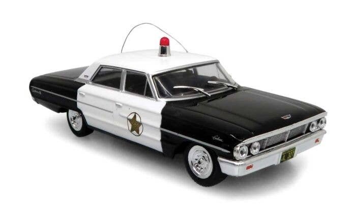1964 Ford Galaxie Police Cruiser - Assembled -- Mayberry (black, white), 1/43, Iconic Replicas 430364