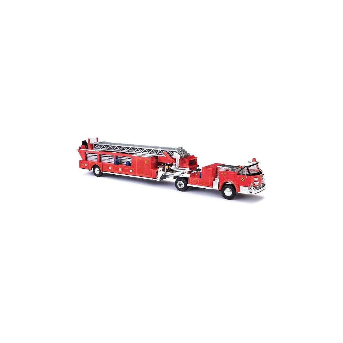 1968 American-LaFrance Fire Hook and Ladder Truck with Open Cab - Assembled -- Fire Departmen, HO, Busch Gmbh & Co Kg 46031