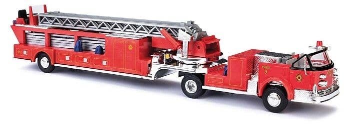 1968 American-LaFrance Fire Hook and Ladder Truck with Open Cab - Assembled -- Fire Departmen, HO, Busch Gmbh & Co Kg 46031