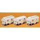 Modern Circus Wagon Set - Plastic Kits -- Performers Trailers pkg(3) - Undecorated, HO, Preiser Kg 20005