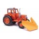 1964 Belarus MTS-50 Farm Tractor with Snowplow - Assembled -- Orange, Yellow, HO, Busch Gmbh & Co Kg 51355