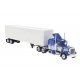 1973 Peterbilt 359 Sleeper Cab Tractor w/Van Trailer - Assembled -- White, Blue, HO, Brekina Automodelle 85716
