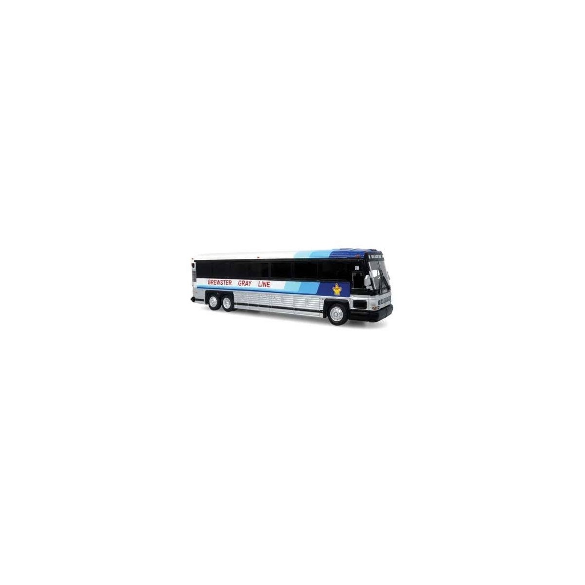 MCI D4000 Coach - Assembled -- Brewster Gray Line (blue, silver, red, black), HO, Iconic Replicas 870622