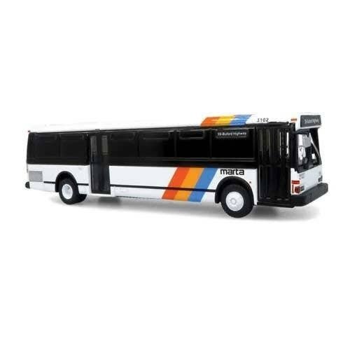 Grumman 870 Transit Bus - Assembled -- MARTA, Atlanta, Georgia (white, blue, yellow, red, black, HO, Iconic Replicas 870623