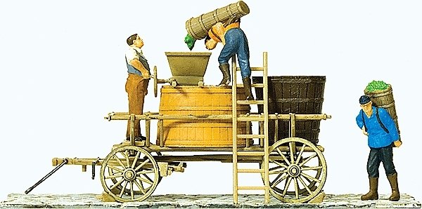 Wine Wagon Standing w/Vat & Grape Press Details, HO, Preiser Kg 30398