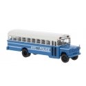 1960s-1970s Dodge S 600 Bus - Assembled -- New York City Police NYPD (blue, white), HO, Brekina Automodelle 61333