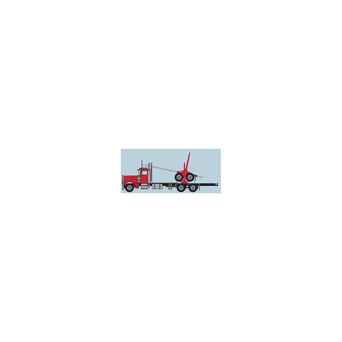 Peterbilt 379 Log Truck with Trailer - Assembled -- Red, Black, N, Trainworx Inc 47983