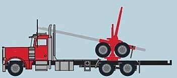 Peterbilt 379 Log Truck with Trailer - Assembled -- Red, Black, N, Trainworx Inc 47983
