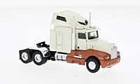 1984 Kenworth T600 Sleeper-Cab Tractor Only - Assembled -- White, Metallic Orange, HO, Brekina Automodelle 85930