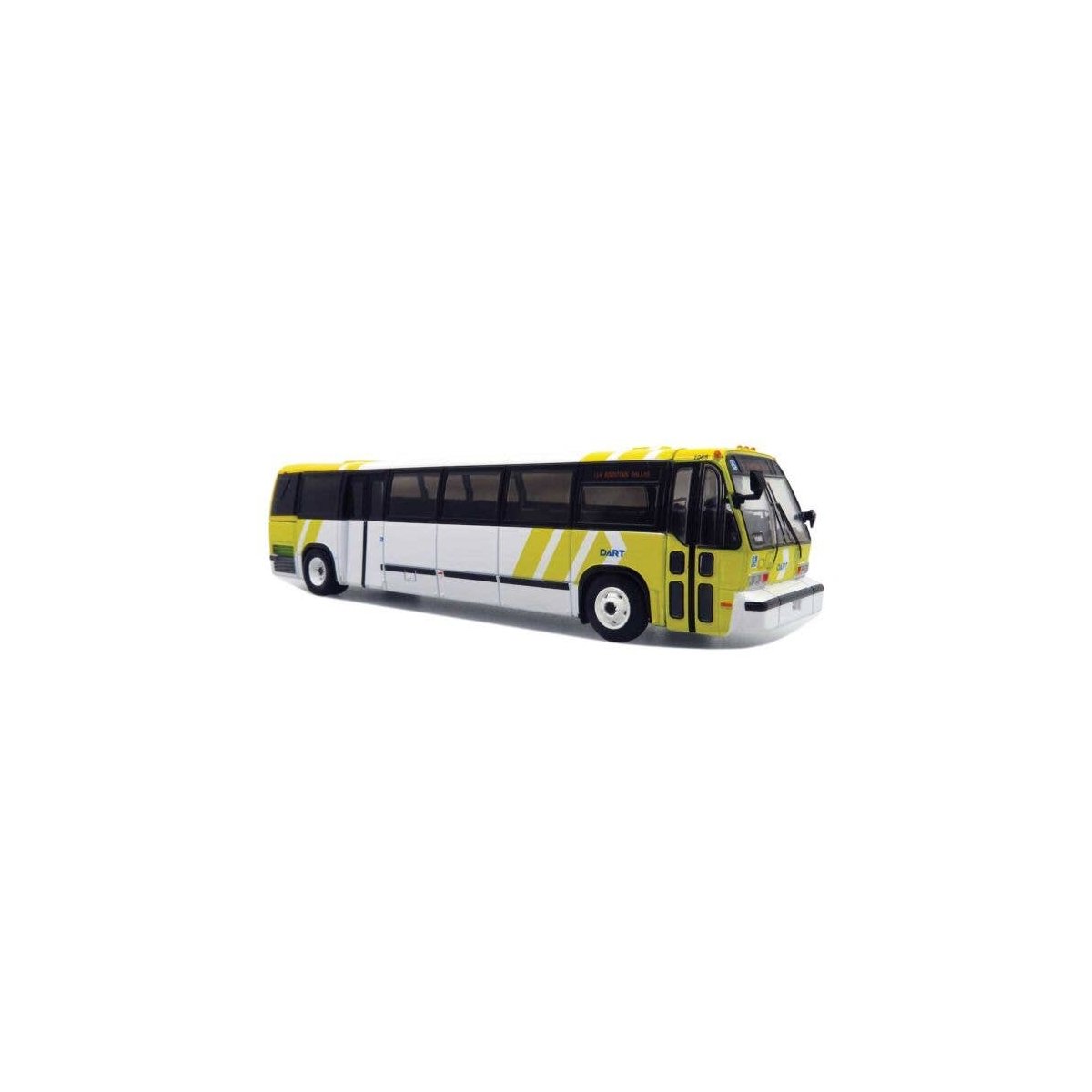 1987-1994 TMC RTS Transit Bus - Assembled -- Dallas Area Rapid Transit DART (white, yellow), HO, Iconic Replicas 870319