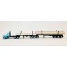 Peterbilt Super-B Tractor w/Log Trailer & Load - Assembled -- Light Blue, Black, HO, Herpa Models 6613