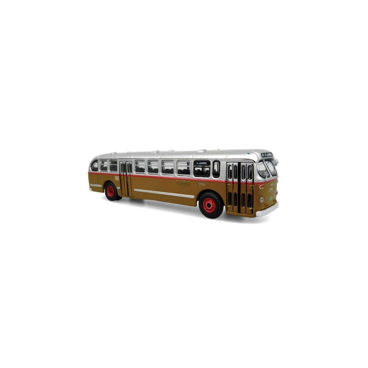 1940s-1950s ACF Brill CD-44 Transit Bus - Assembled -- Montreal STM (silver, gold, red), HO, Iconic Replicas 870369