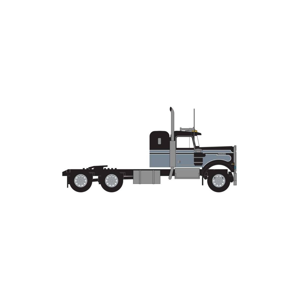 1970s Kenworth W900 Seminole Tractor w/36′ Sleeper Cab - Assembled -- Black, Gray, N, Trainworx Inc 49031
