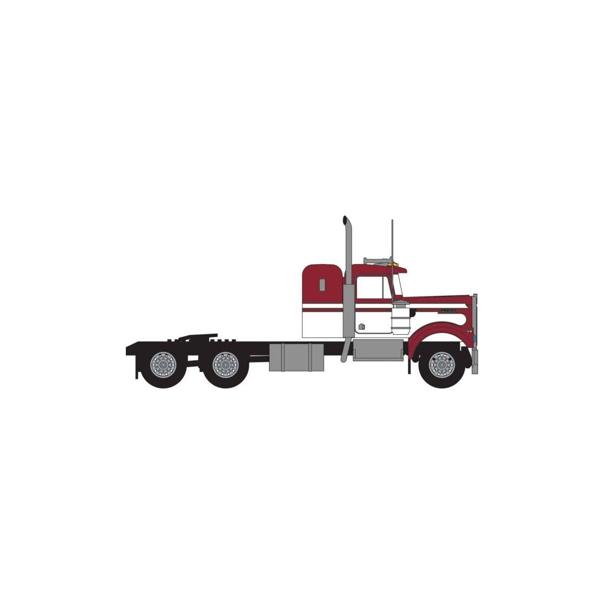 1970s Kenworth W900 Seminole Tractor w/36′ Sleeper Cab - Assembled -- Red, White, N, Trainworx Inc 49032