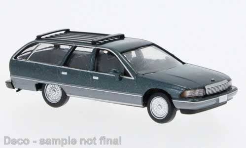 1991 Chevrolet Caprice Station Wagon - Assembled -- Metallic Green, Gray, HO, Brekina Automodelle PCX870454