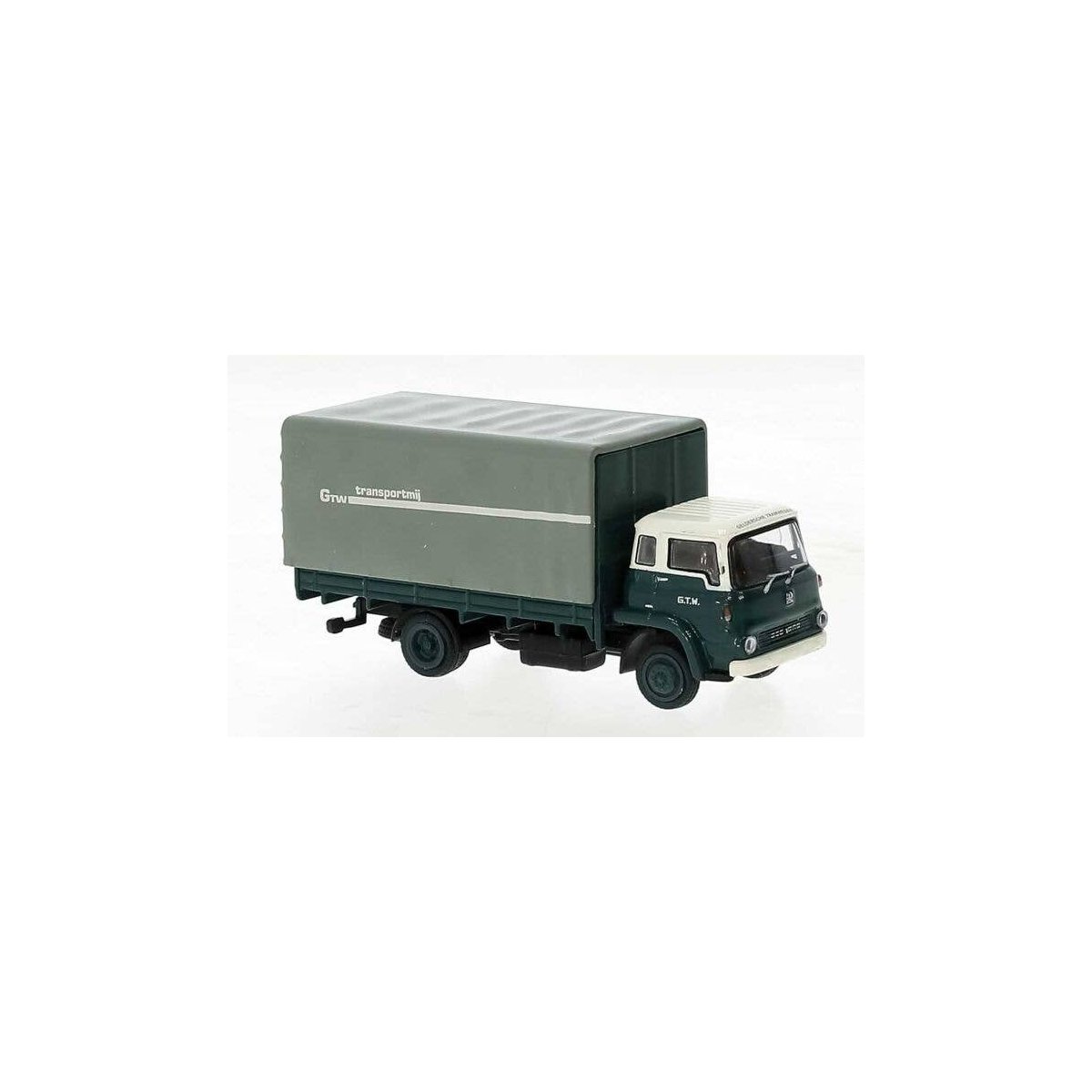 1960 Bedford Low-Side Truck with Canvas Cover - Assembled -- Robotron (gray, blue, white, Du, HO, Brekina Automodelle 35906