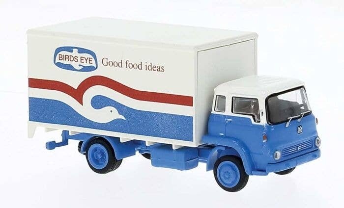 1960 Bedford TK Box-Body Truck - Assembled -- Bird′s Eye (blue, white, red), HO, Brekina Automodelle 35924