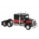 Kenworth W900 Semi Tractor w/Sleeper Cab - Assembled -- Black, Red, HO, Brekina Automodelle 86250