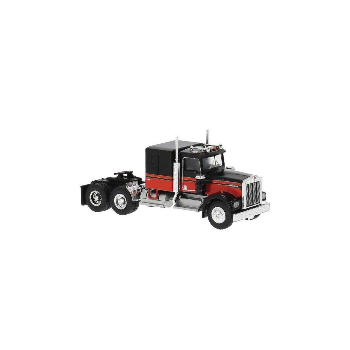 Kenworth W900 Semi Tractor w/Sleeper Cab - Assembled -- Black, Red, HO, Brekina Automodelle 86250