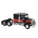 Kenworth W900 Semi Tractor w/Sleeper Cab - Assembled -- Black, Red, HO, Brekina Automodelle 86250