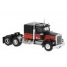 Kenworth W900 Semi Tractor w/Sleeper Cab - Assembled -- Black, Red, HO, Brekina Automodelle 86250