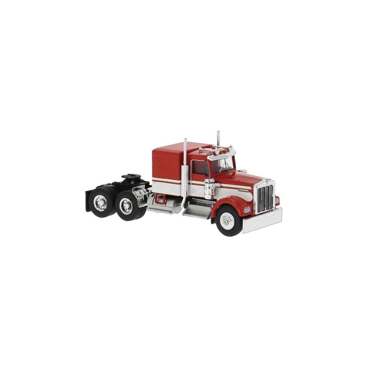 Kenworth W900 Semi Tractor w/Sleeper Cab - Assembled -- Red, White, HO, Brekina Automodelle 86251