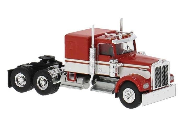 Kenworth W900 Semi Tractor w/Sleeper Cab - Assembled -- Red, White, HO, Brekina Automodelle 86251