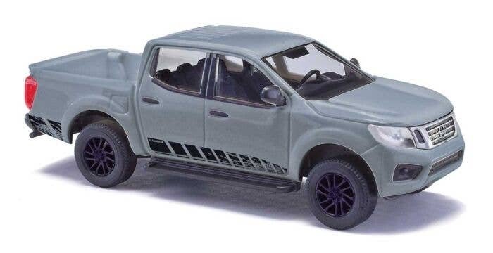 2015 Nissan Navara Crew-Cab Pickup Truck - Assembled -- Gray, Black, HO, Busch Gmbh & Co Kg 53711