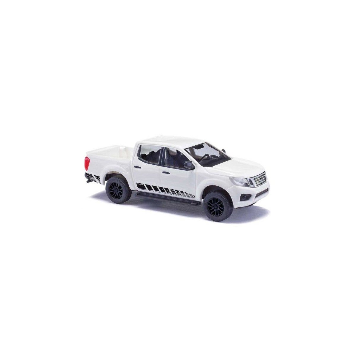 2015 Nissan Navara Crew-Cab Pickup Truck - Assembled -- White, Black, HO, Busch Gmbh & Co Kg 53712